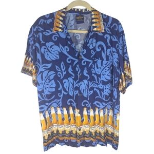 Corona Extra Mexican Cerveza Beer Button Up Hawaiian party T-shirt mens XL